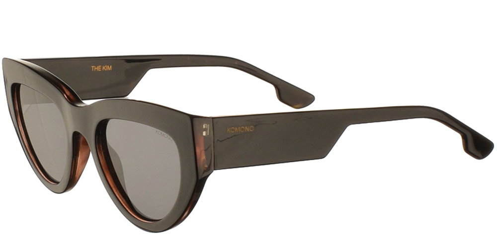 Woman's cat eye acetate sunglasses Kim Black Tortoise in black  tortoise and dark grey lenses by Komono best for medium and large faces.