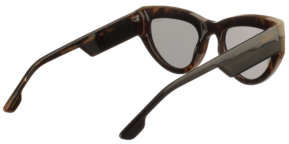 Woman's cat eye acetate sunglasses Kim Black Tortoise in black  tortoise and dark grey lenses by Komono best for medium and large faces.