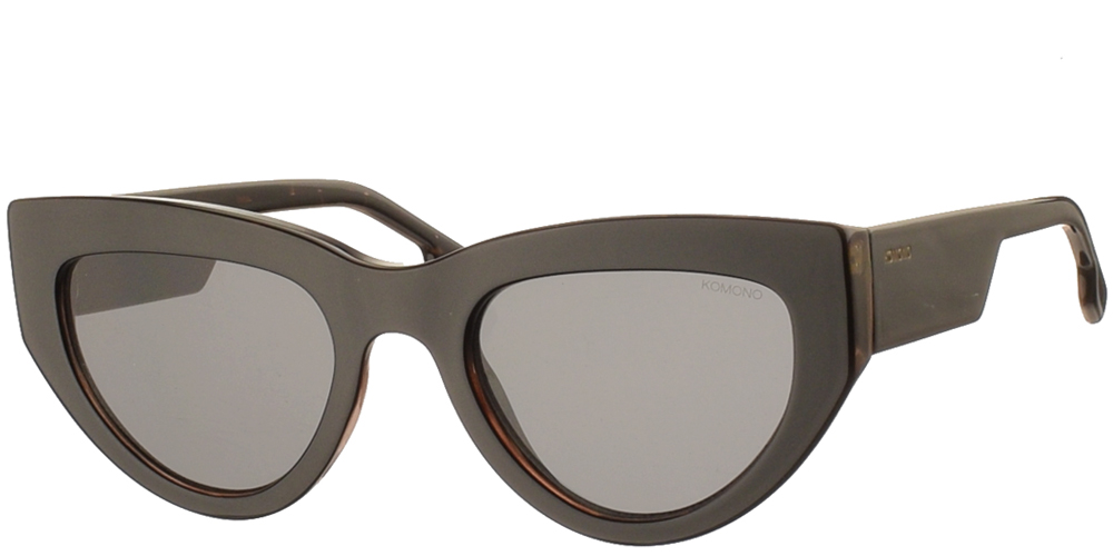 Woman's cat eye acetate sunglasses Kim Black Tortoise in black  tortoise and dark grey lenses by Komono best for medium and large faces.