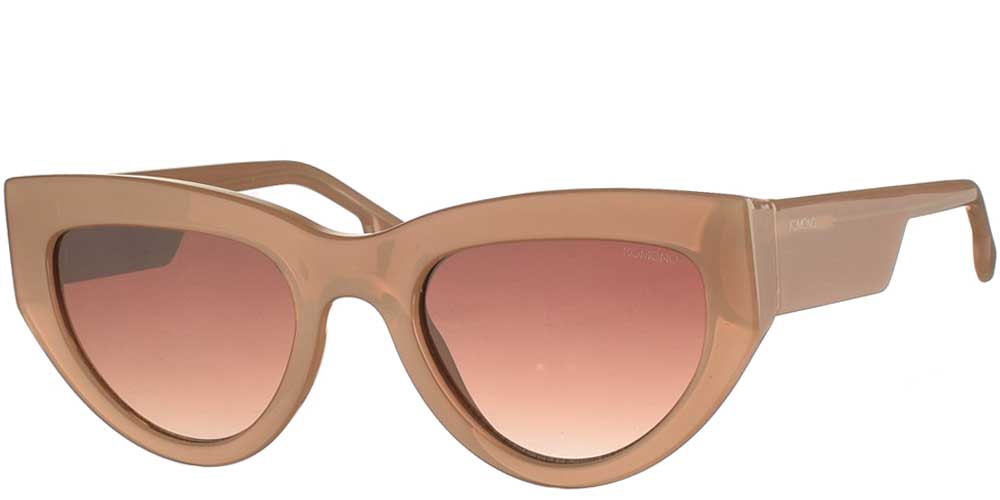 Woman's cat eye acetate sunglasses Kim Sahara in beige and brown gradient lenses by Komono best for medium and large faces.